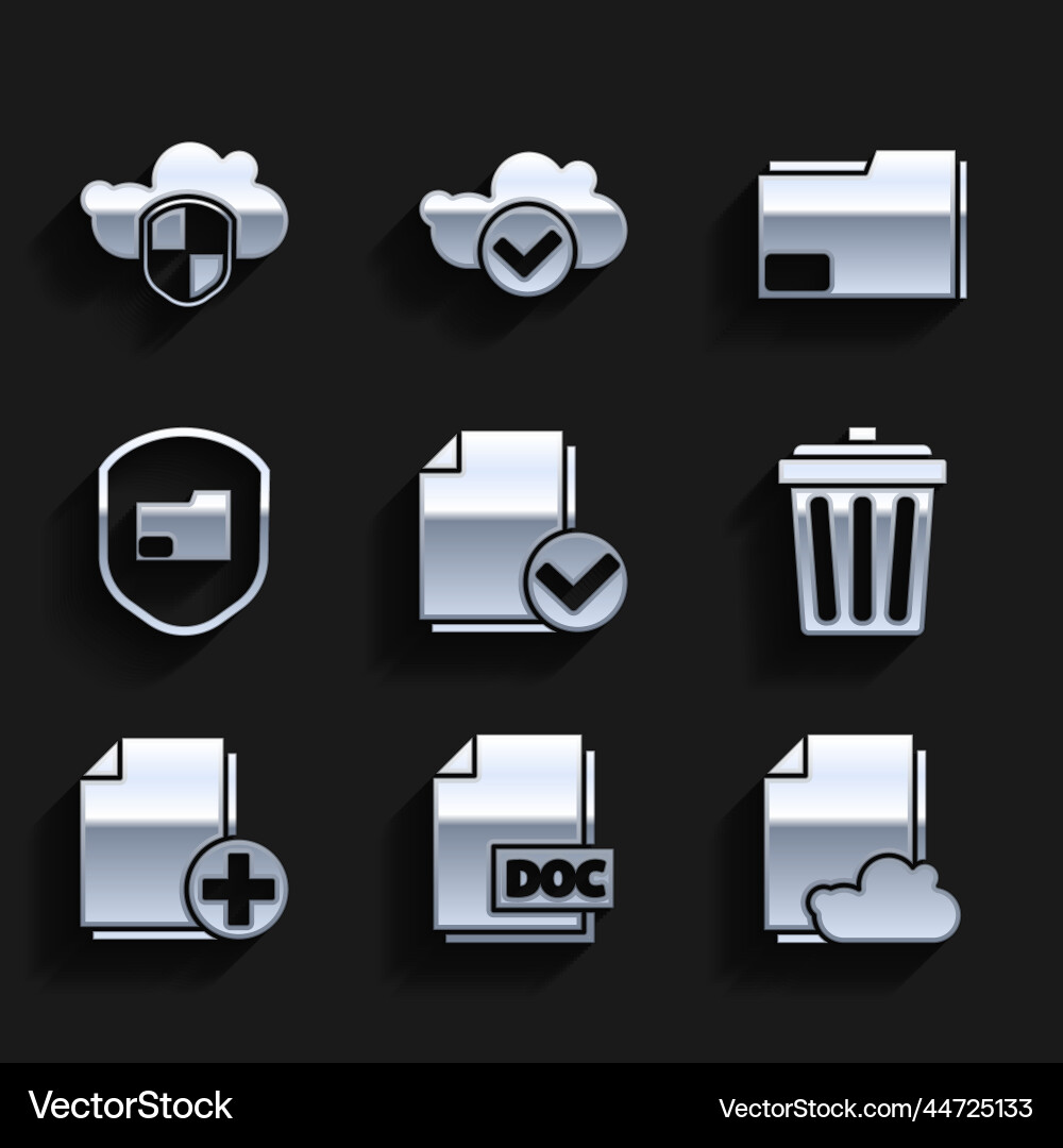 Set document and check mark doc file Set document and check mark doc file Vector Image