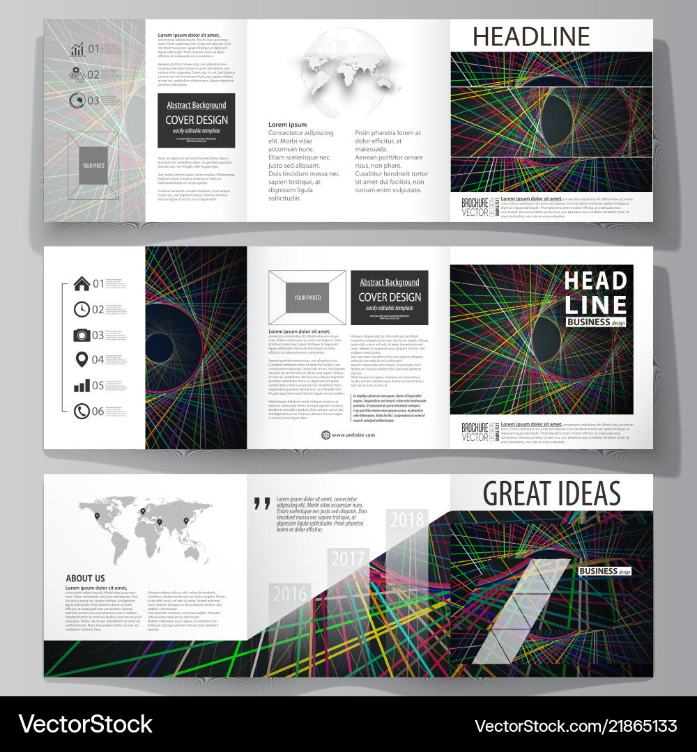 Set of business templates for tri fold square Set of business templates for tri fold square Vector Image