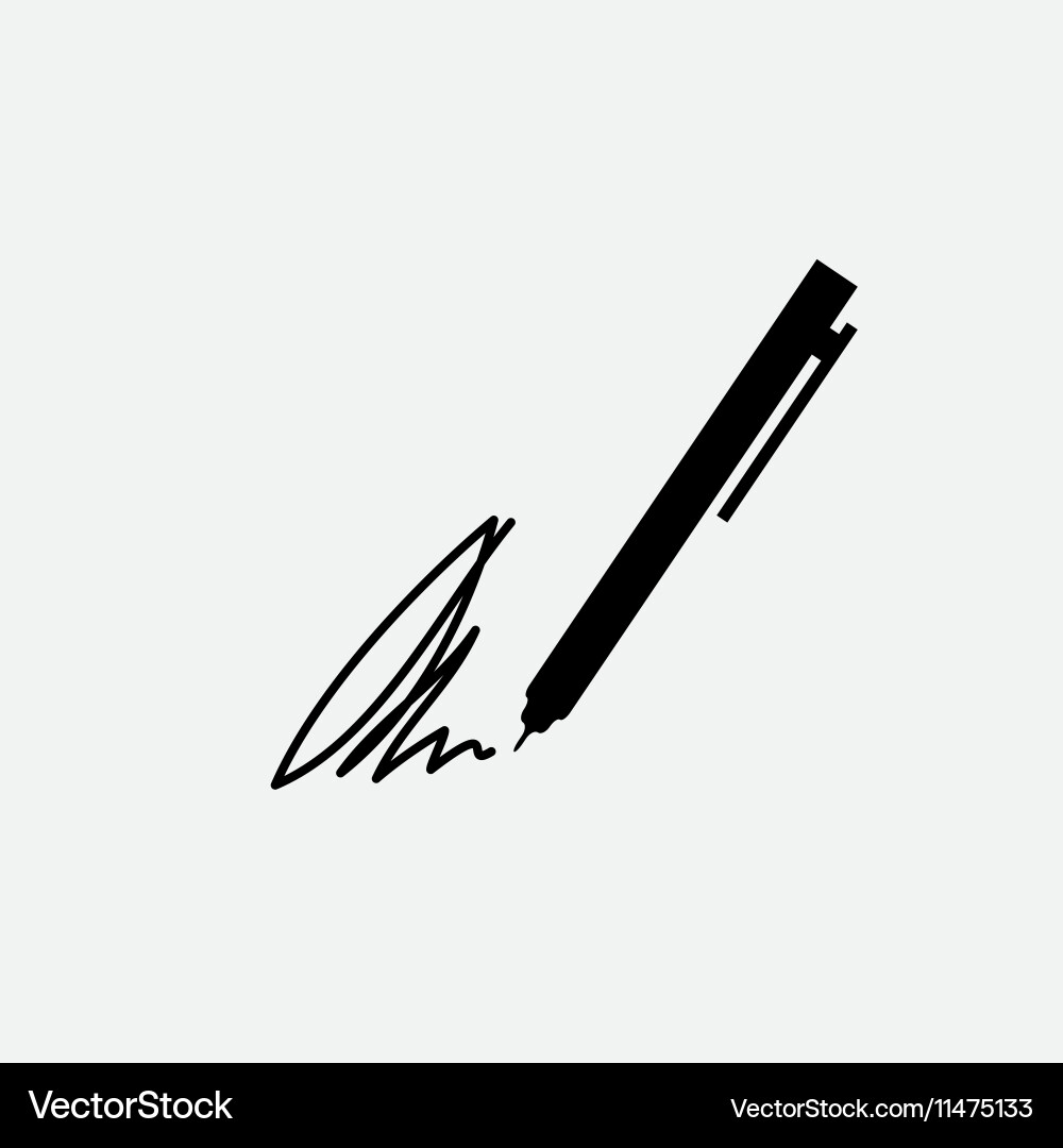 Signature pen undersign underwrite ratify Vector Image