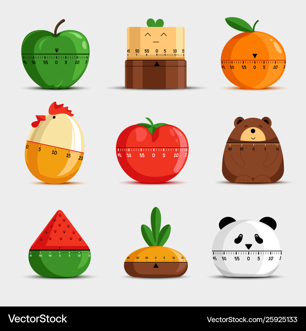 Timers and time measuring tools isolated icons Timers and time measuring tools isolated icons vector image