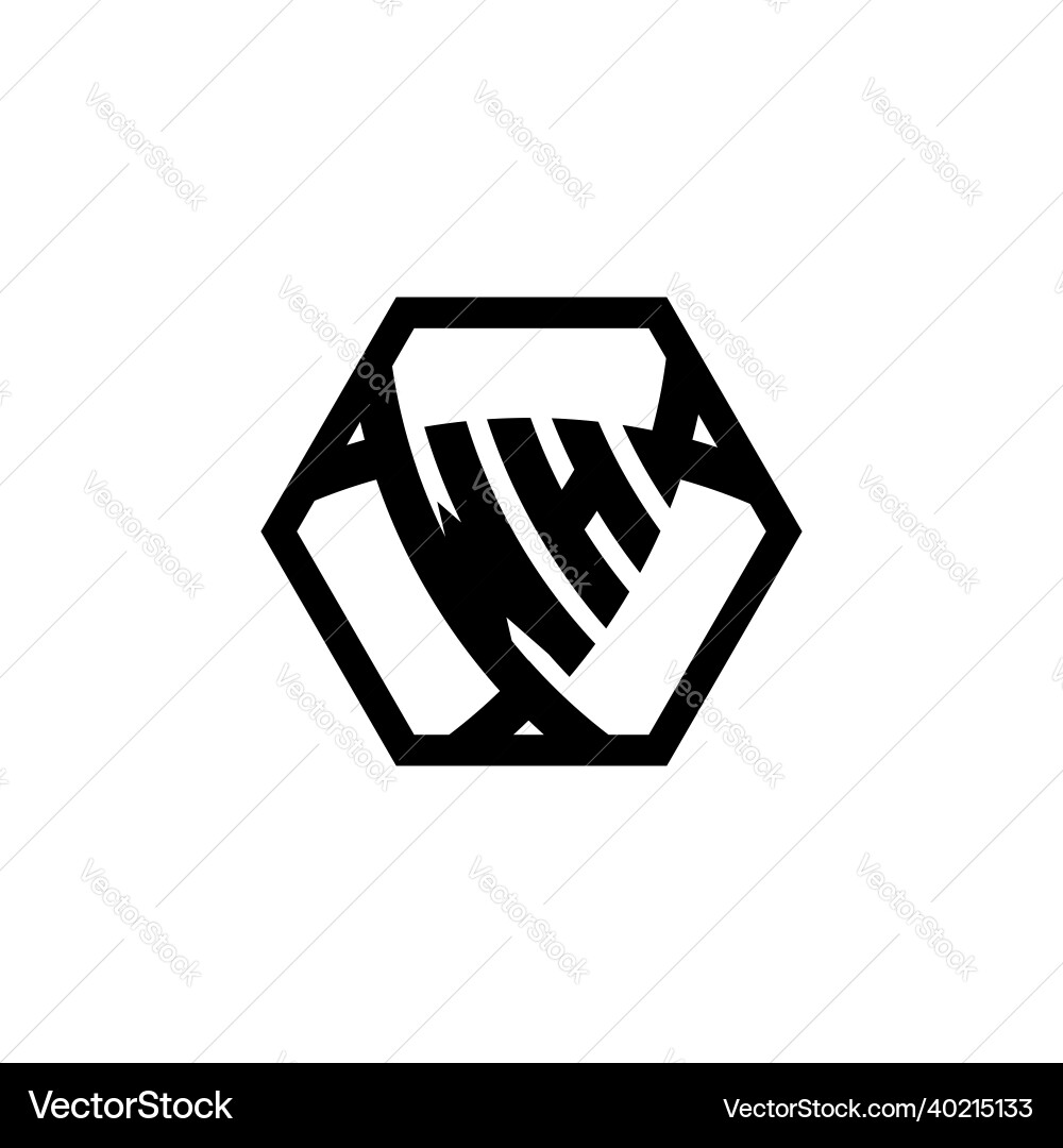 Wh logo monogram triangle shield hexagonal style Vector Image