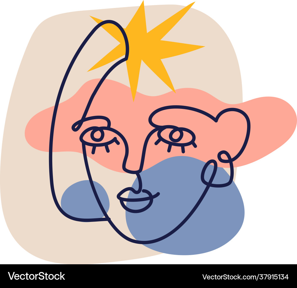 Abstract contour female faces modern one line Abstract contour female faces modern one line vector image