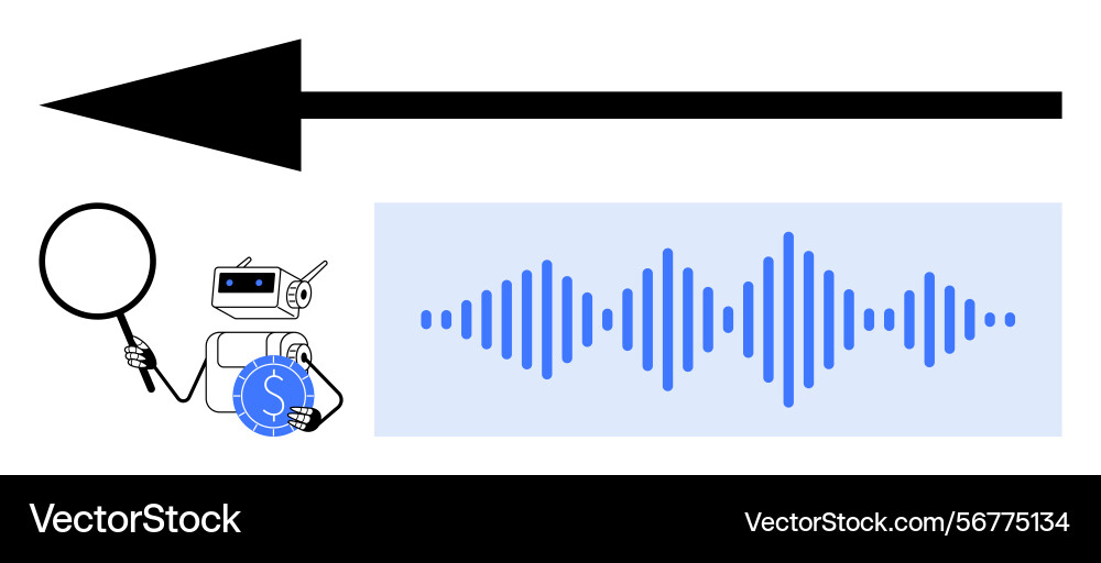 Ai robot analyzing financial data with sound wave Ai robot analyzing financial data with sound wave Vector Image
