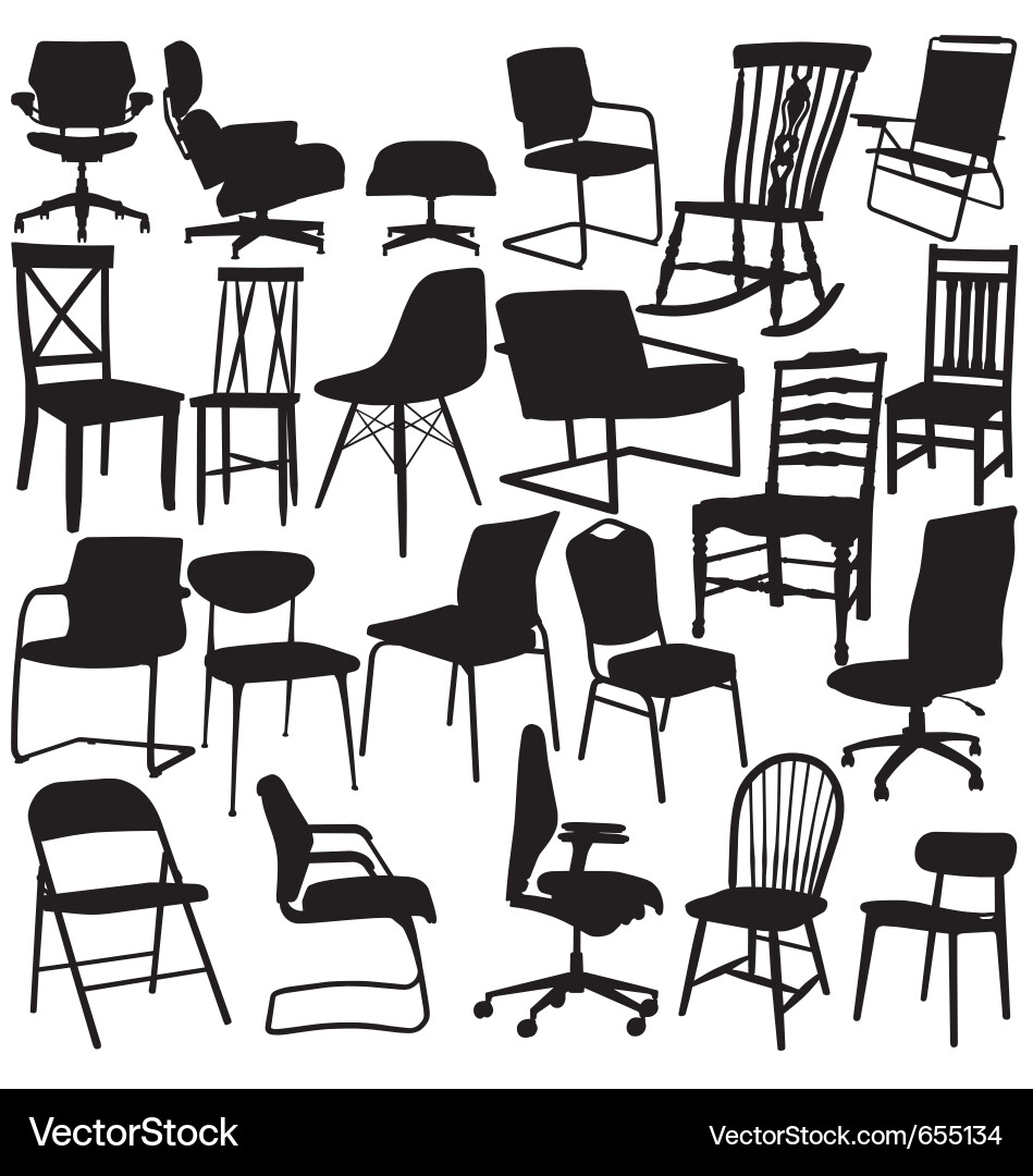 Chair silhouettes on white background