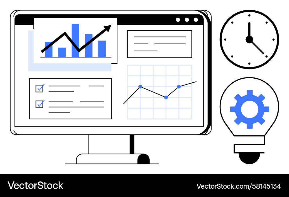 Data Analytics Dashboard - Charts & Graphs Vector Image