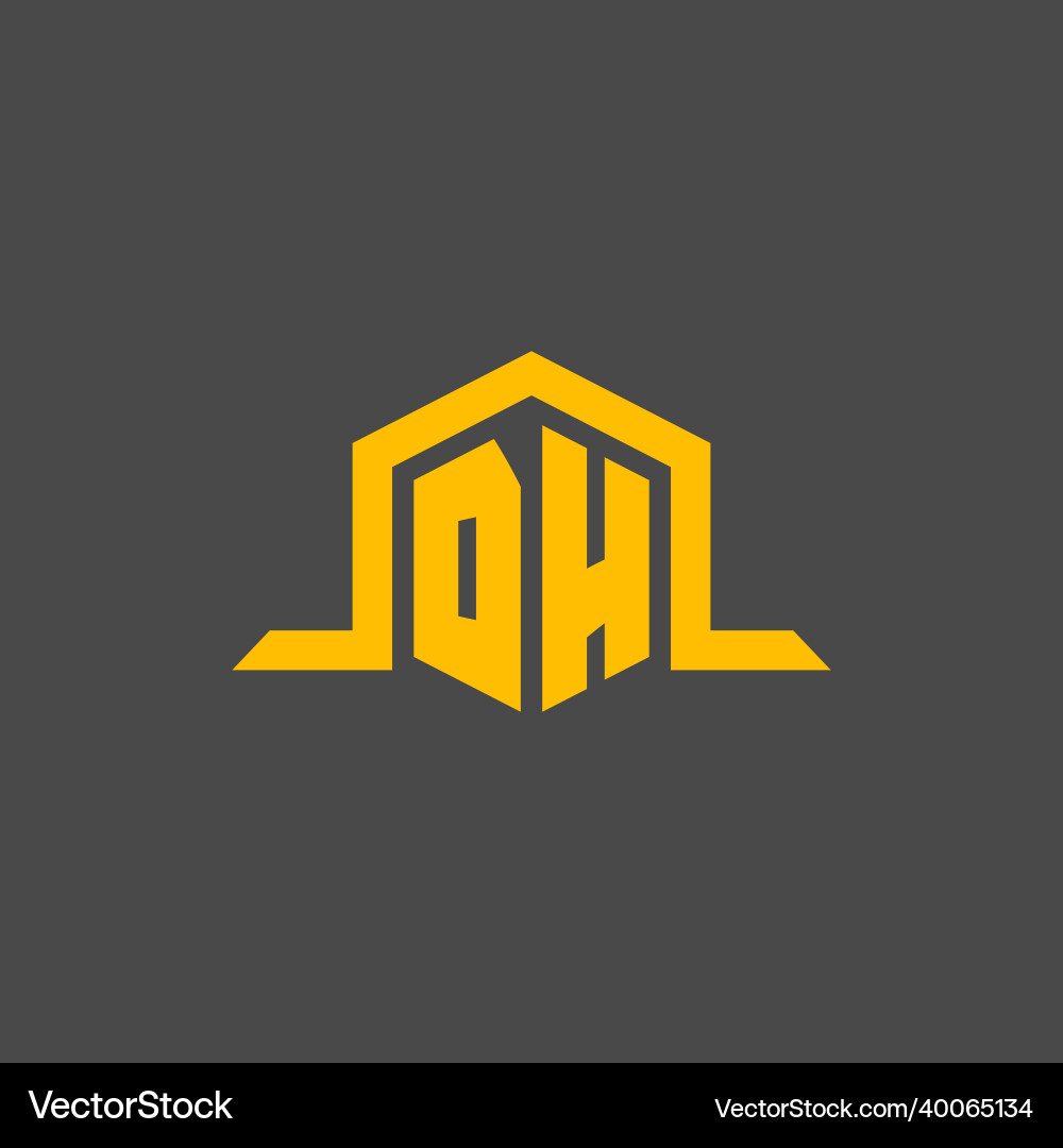 Dh monogram initial logo with hexagon style design Vector Image