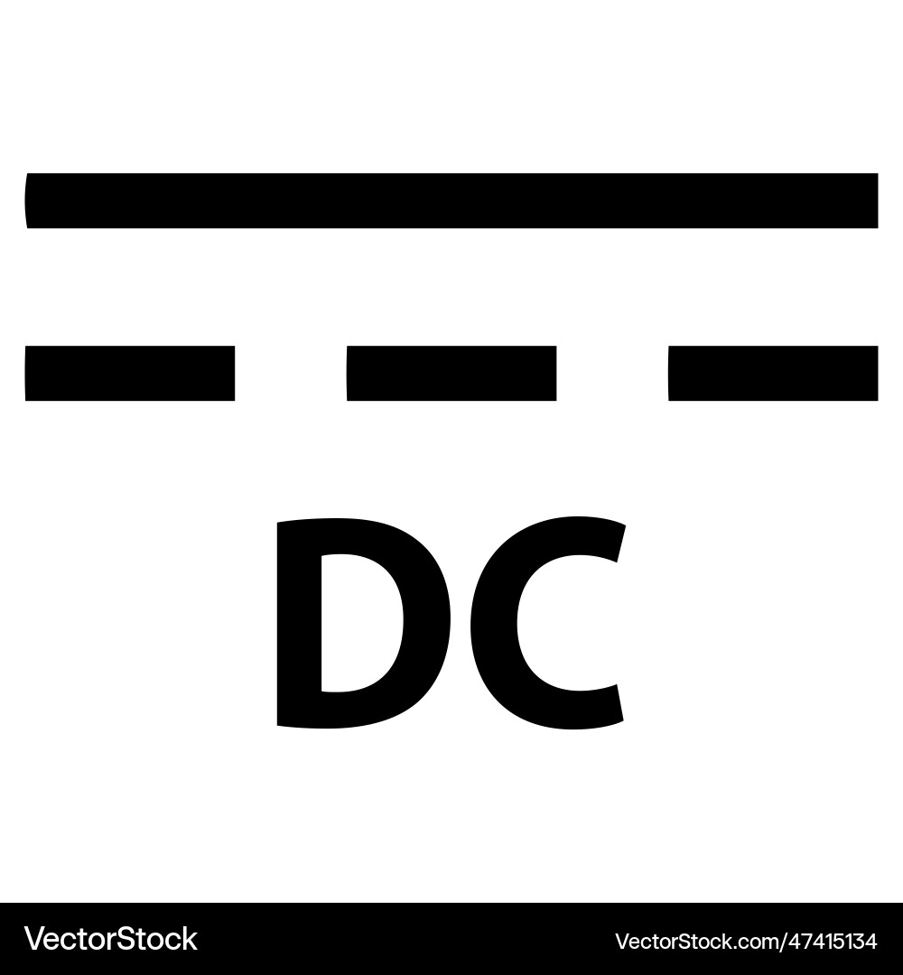 Direct current dc symbol sign Direct current dc symbol sign vector image