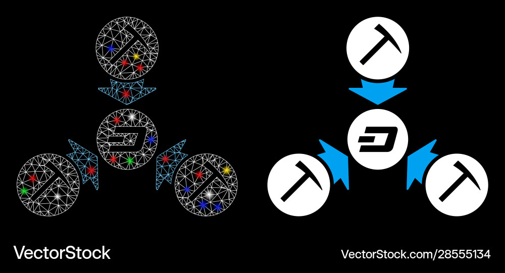 Flare mesh wire frame dash mining pool icon Flare mesh wire frame dash mining pool icon vector image