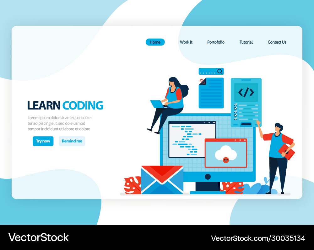 Homepage for learning programming and coding Homepage for learning programming and coding vector image