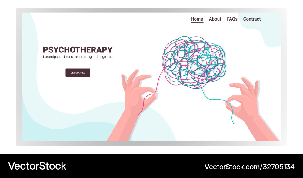 Human hands solving problem in tangled brain Vector Image