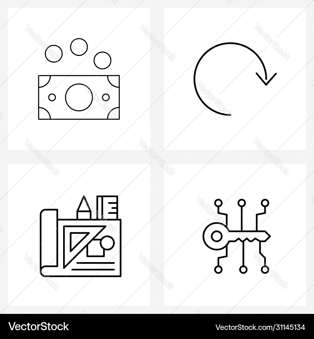 Isolated symbols set 4 simple line icons Vector Image