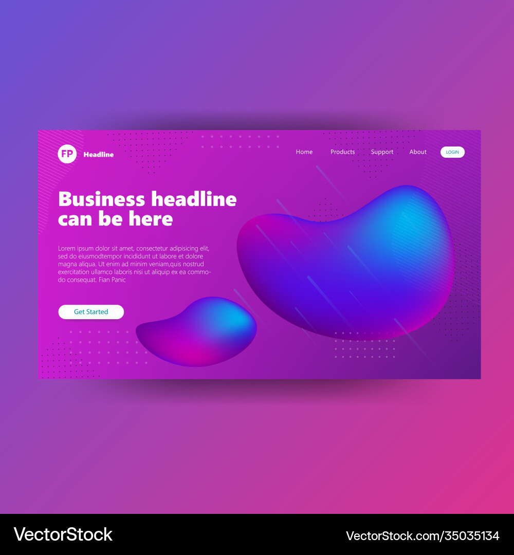 Landing page template with gradient modern webpage Landing page template with gradient modern webpage vector image