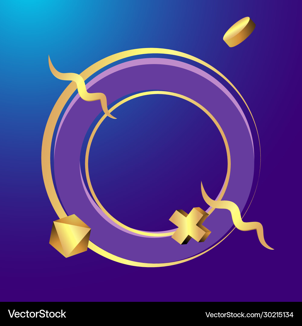 Metallic golden round frame with floating Metallic golden round frame with floating Vector Image