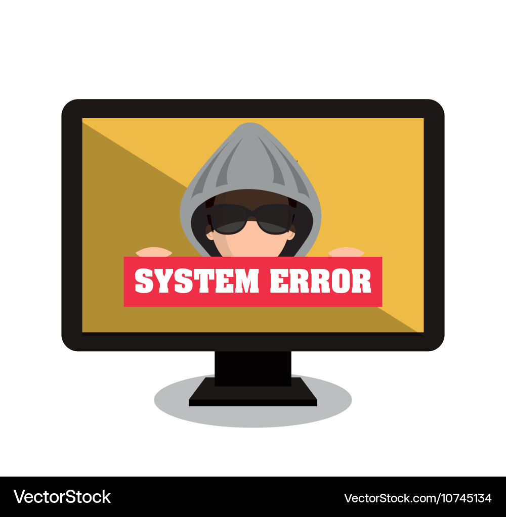 Monitor system error alert isolated vector image