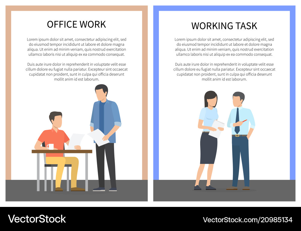 Office work and working task Office work and working task vector image