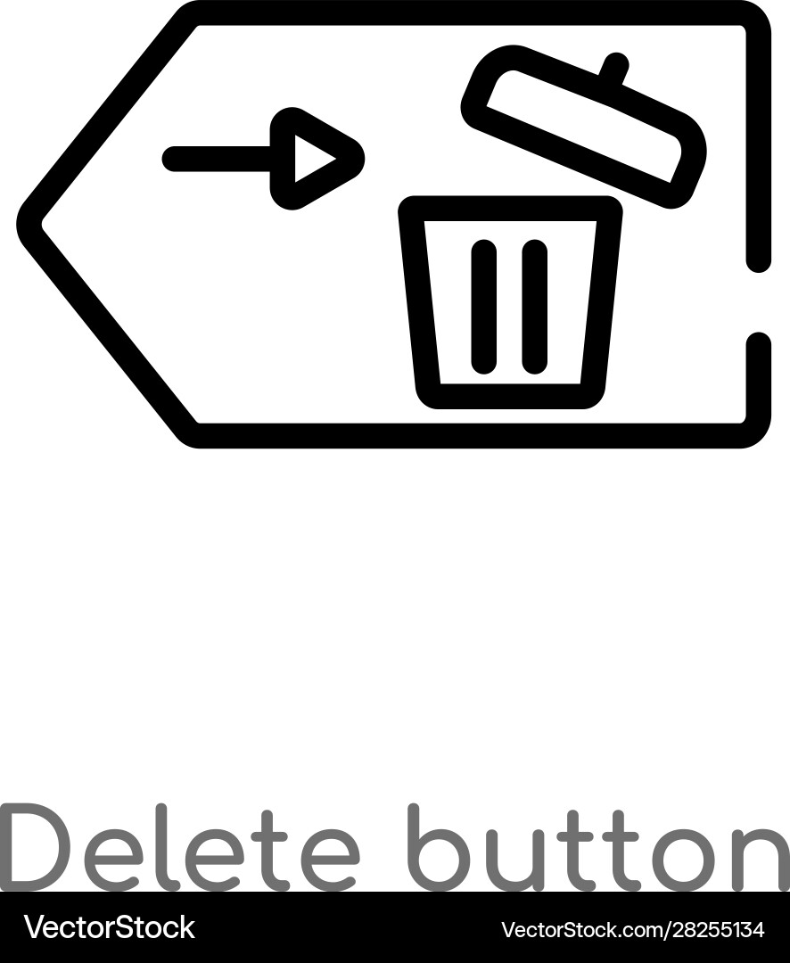Outline delete button icon isolated black simple vector image