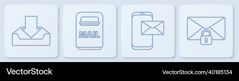 Set line download inbox mobile and envelope mail Set line download inbox mobile and envelope mail vector image