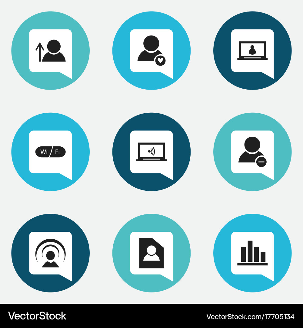 Set of 9 editable network icons includes symbols Vector Image