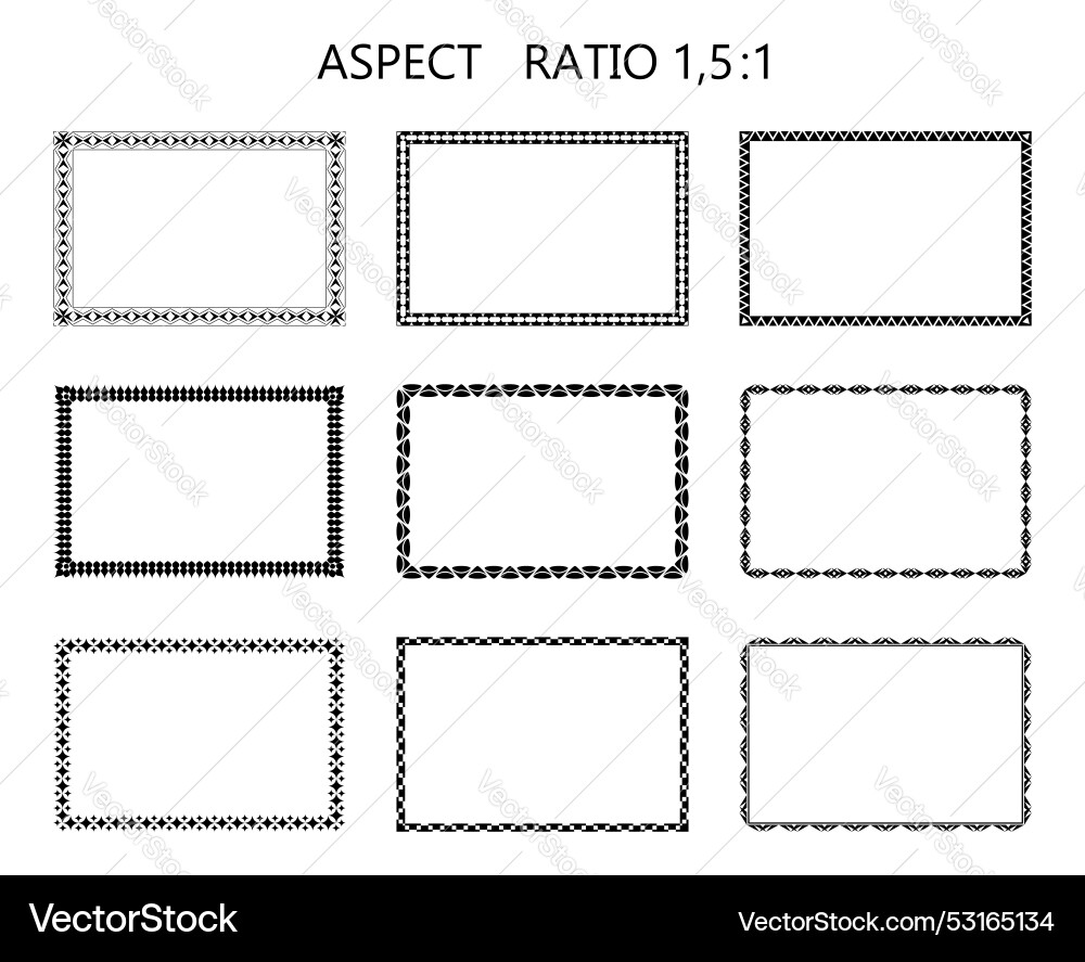 Set of rectangular minimalistic black frames Set of rectangular minimalistic black frames vector image