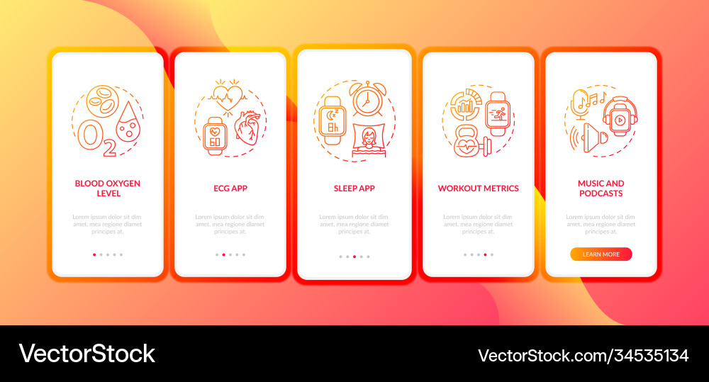 Smart watch functions onboarding mobile app page Smart watch functions onboarding mobile app page vector image