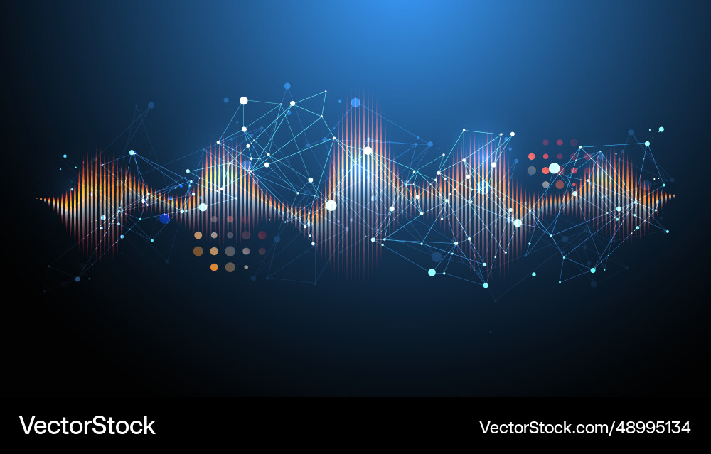 Sound wave with plexus effect dynamic vibration Sound wave with plexus effect dynamic vibration vector image