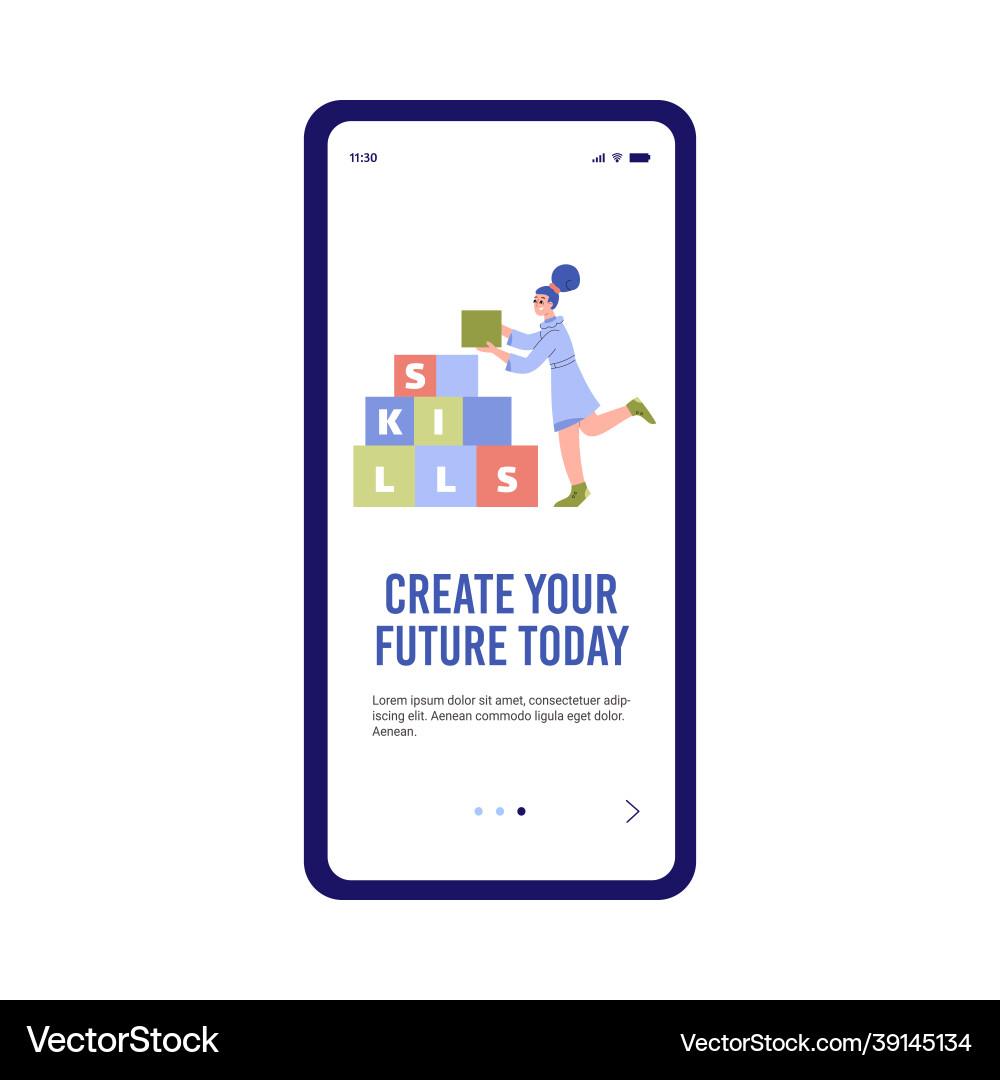 Template for mobile application with text create Template for mobile application with text create Vector Image