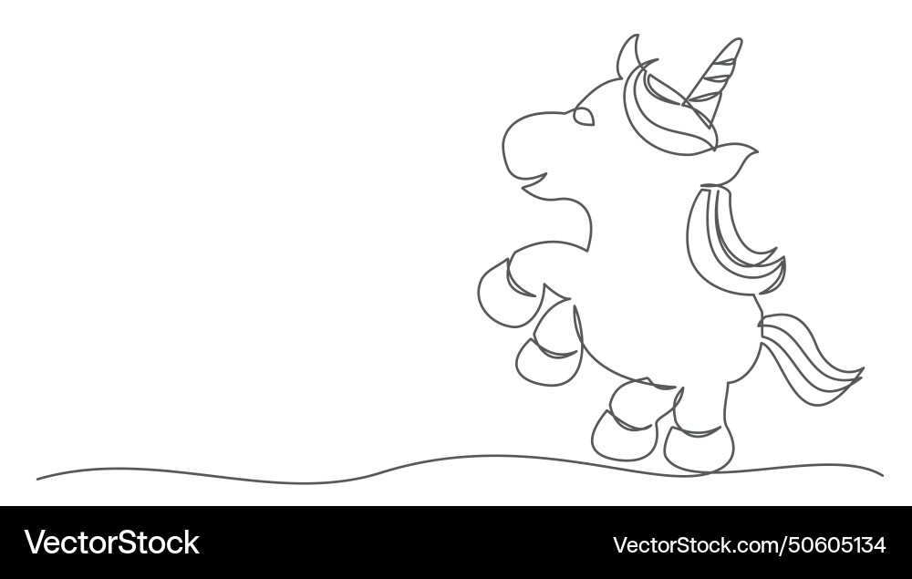 Unicorn one line drawing isolated on white Unicorn one line drawing isolated on white vector image
