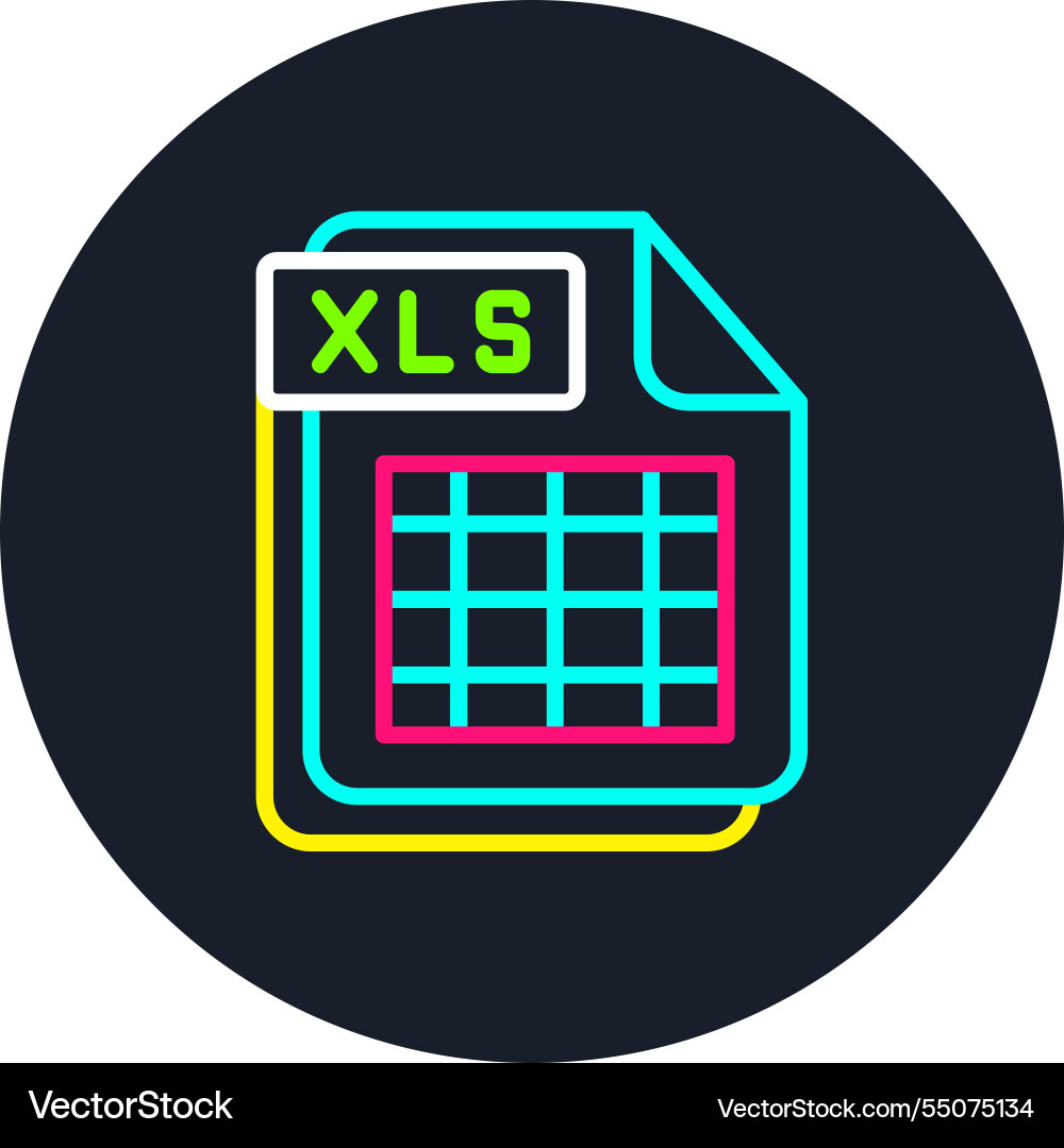 Xls line multi color icon vector image