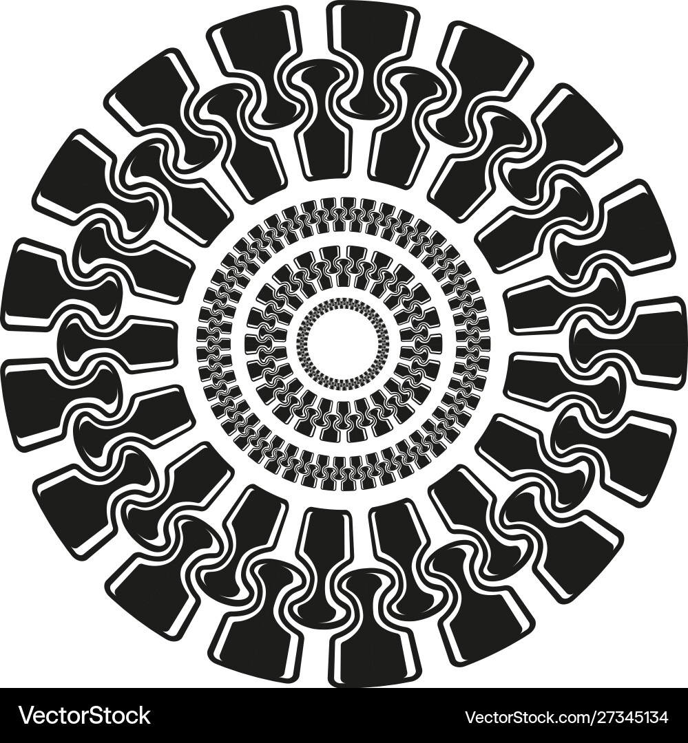 Zipper circles pattern round simple style black Zipper circles pattern round simple style black vector image