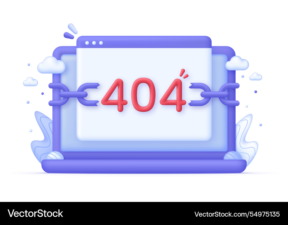3d error 404 page not found 3d error 404 page not found vector image