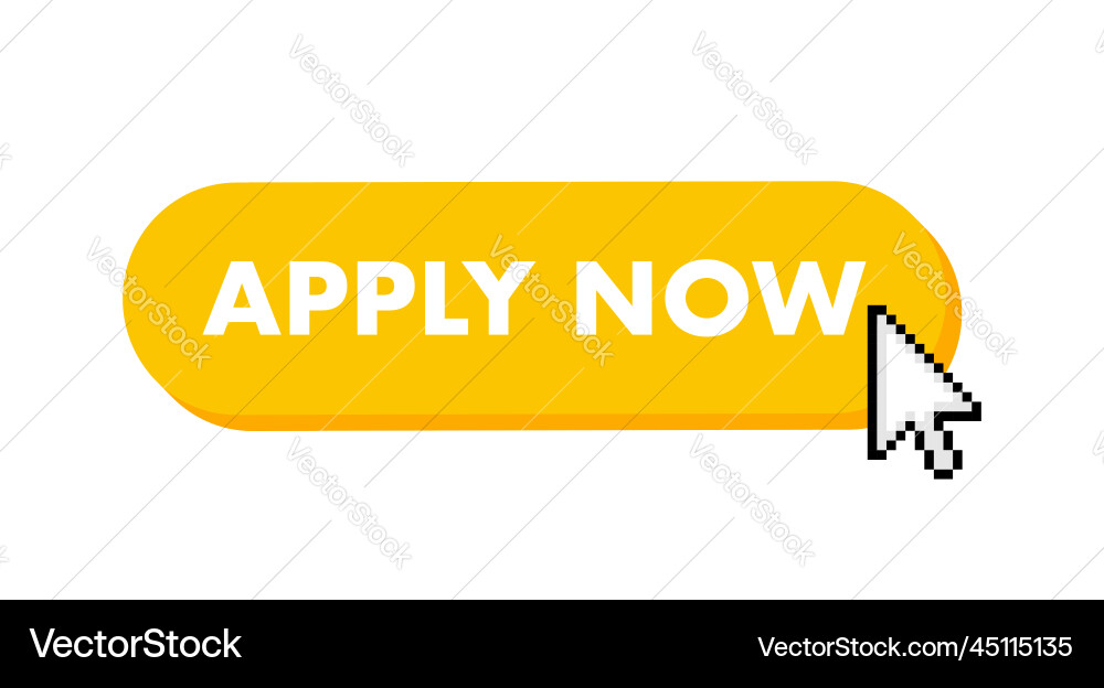 Apply now button with cursor pointer click Apply now button with cursor pointer click vector image