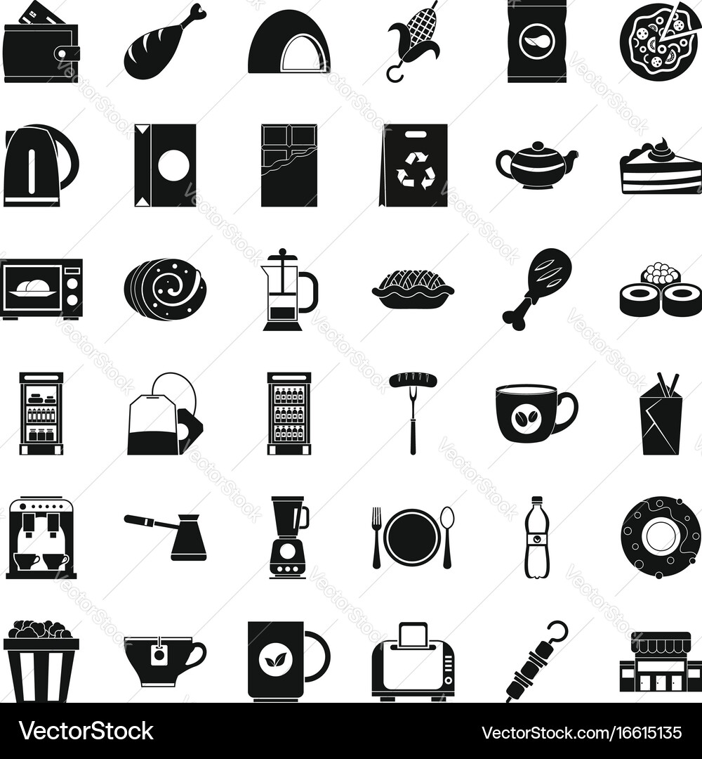 Cafe icons set simple style Vector Image