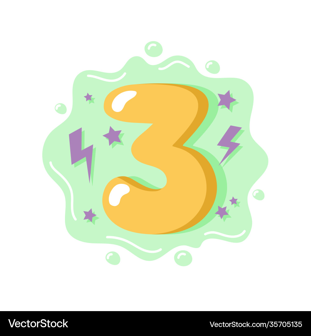 Cartoon number three for kids birthday card Vector Image