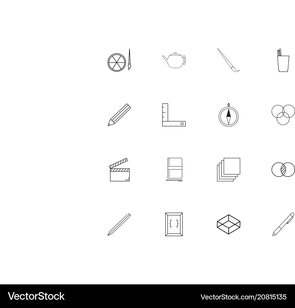 Creative process and design linear thin icons set Vector Image