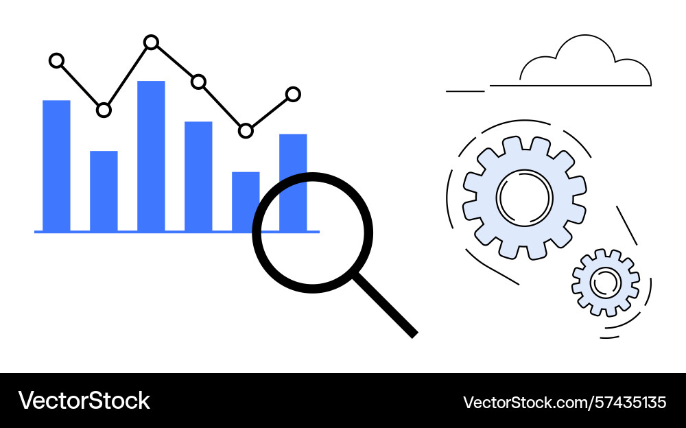 Data analysis and optimization concept featuring Data analysis and optimization concept featuring vector image