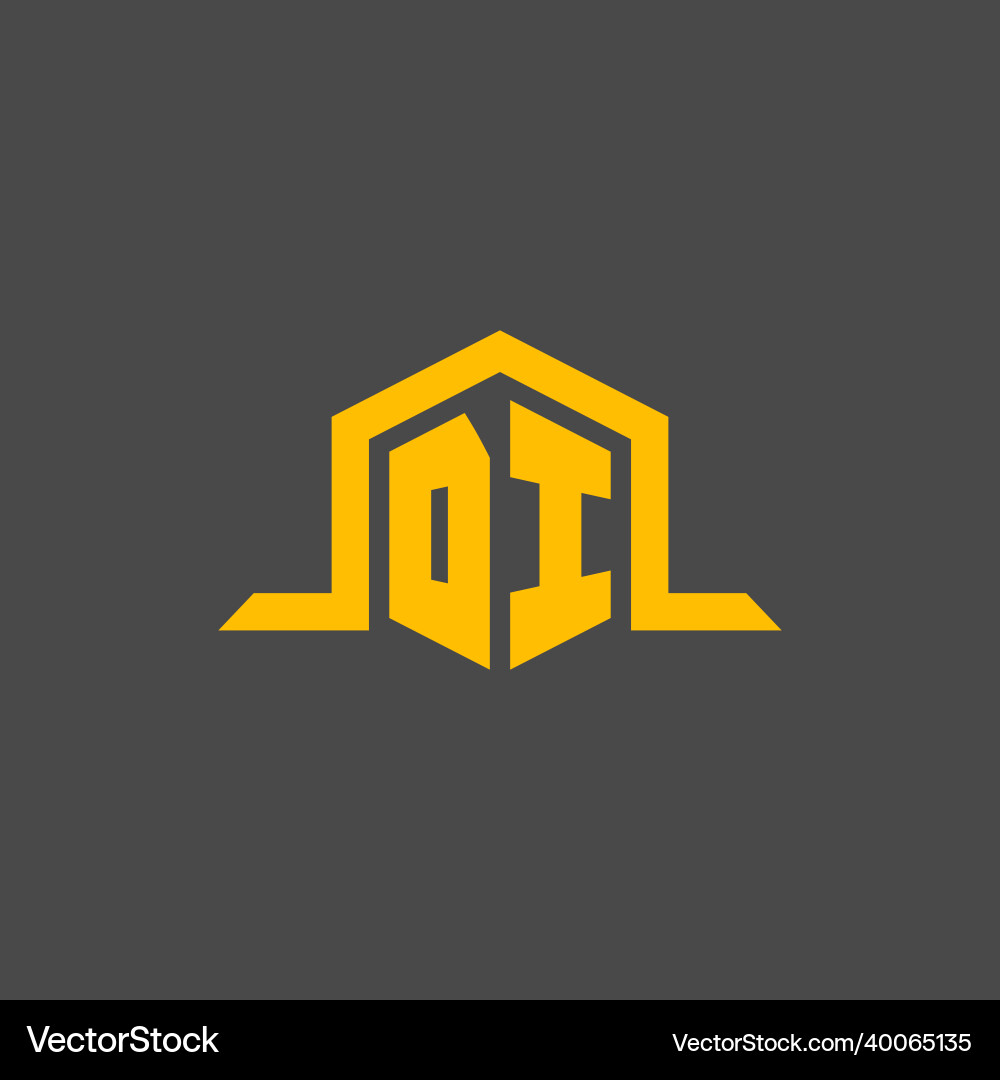 Di monogram initial logo with hexagon style design Vector Image