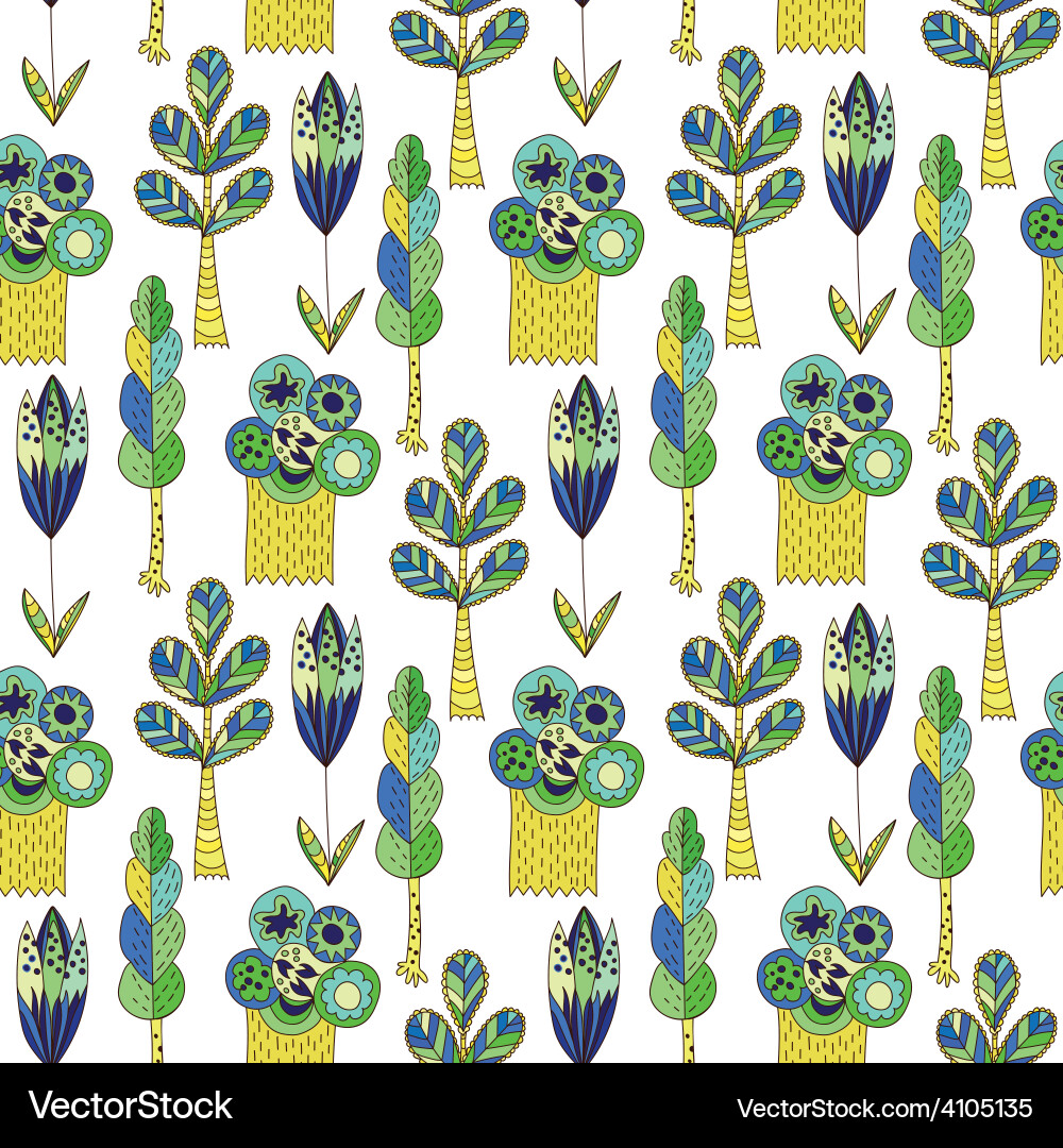 Doodle pattern with trees Vector Image