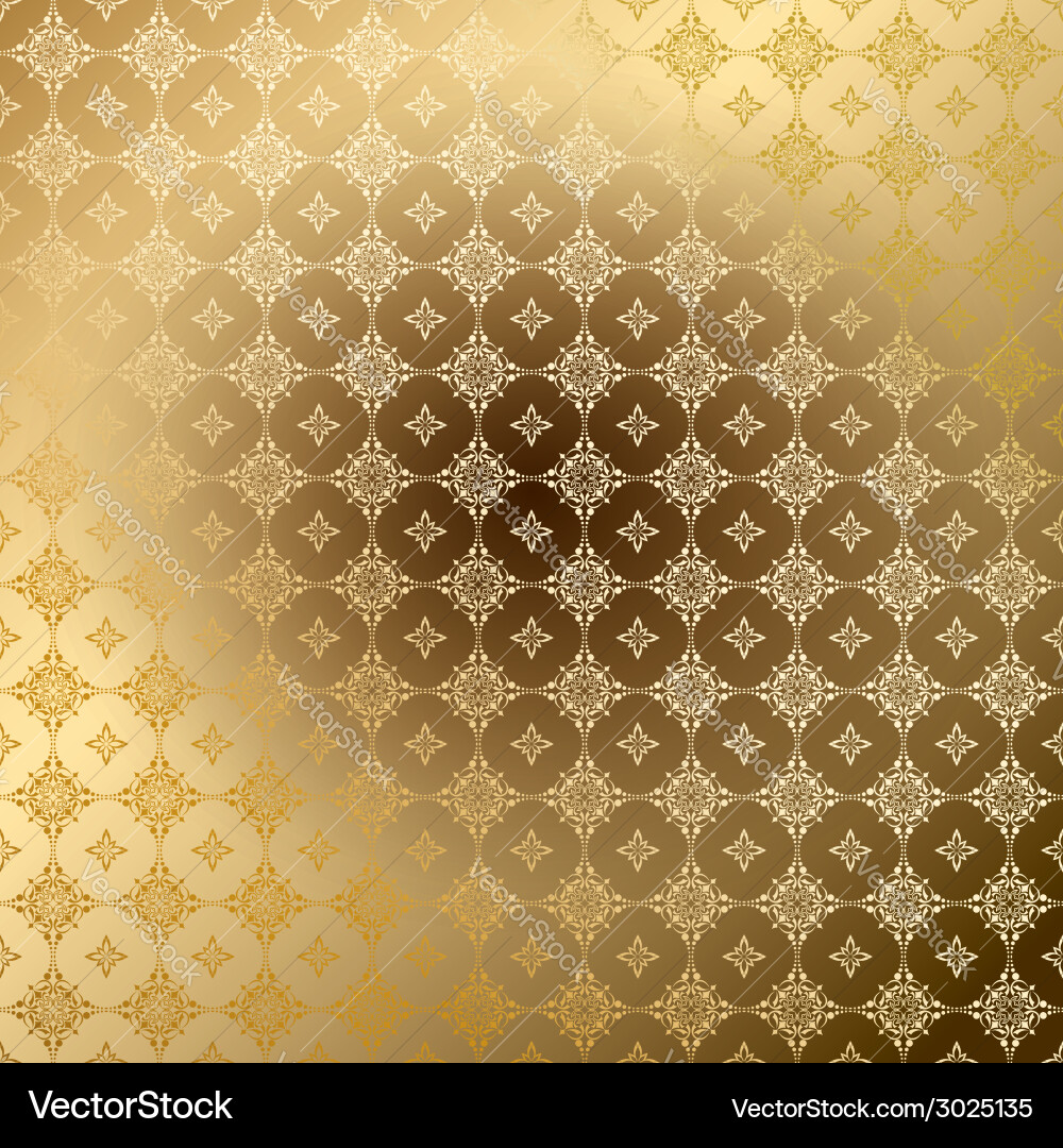 Golden Damask Pattern Background Vector Image