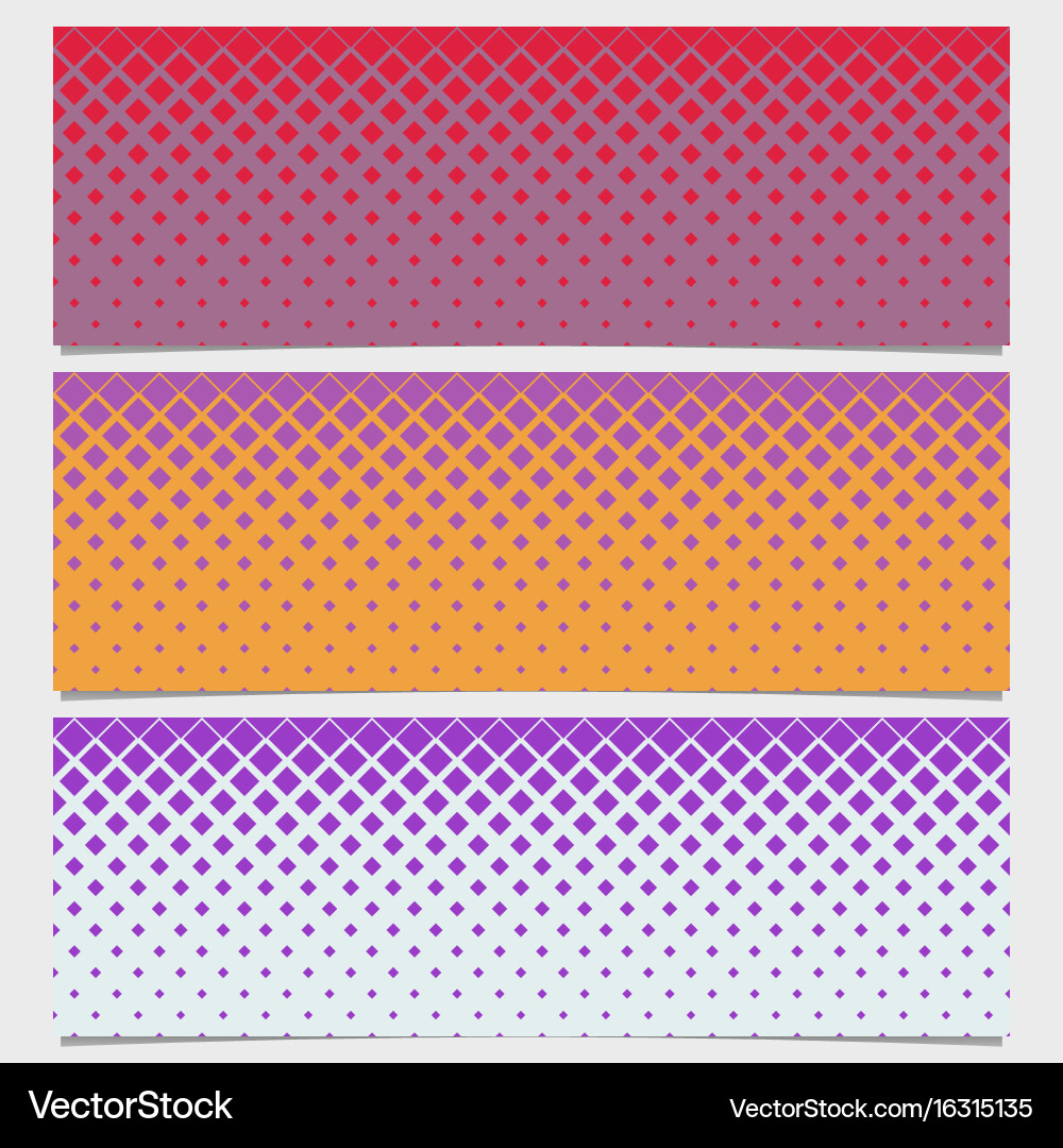 Halftone diagonal square pattern banner design set vector image