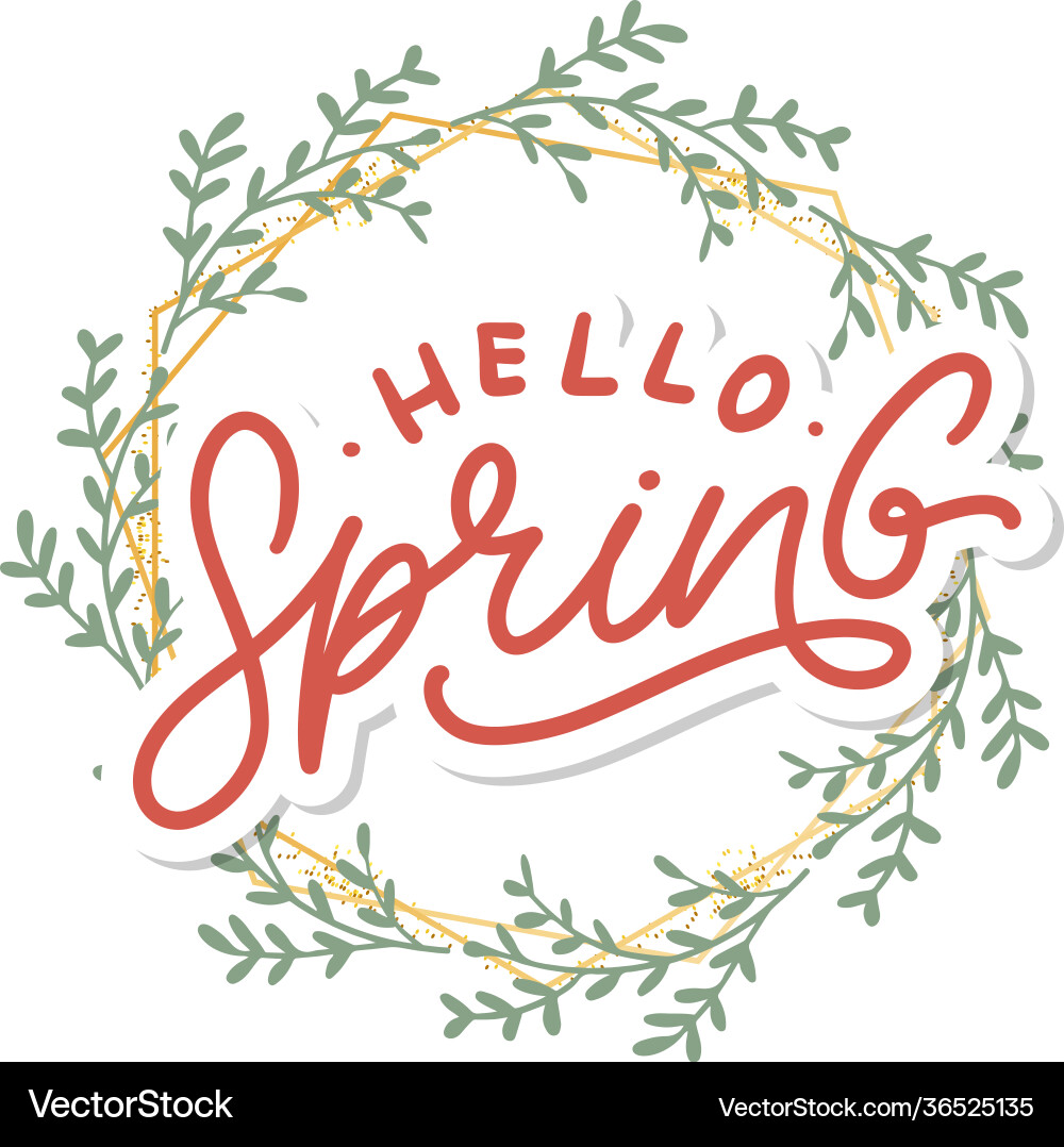 Hello spring flowers text background frame Hello spring flowers text background frame vector image