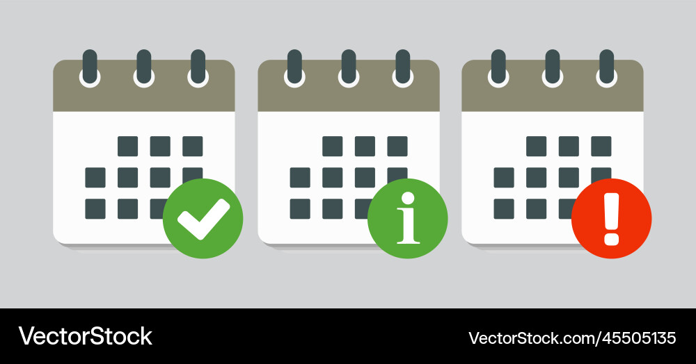 Icon calendar - popup message check info error Icon calendar - popup message check info error vector image