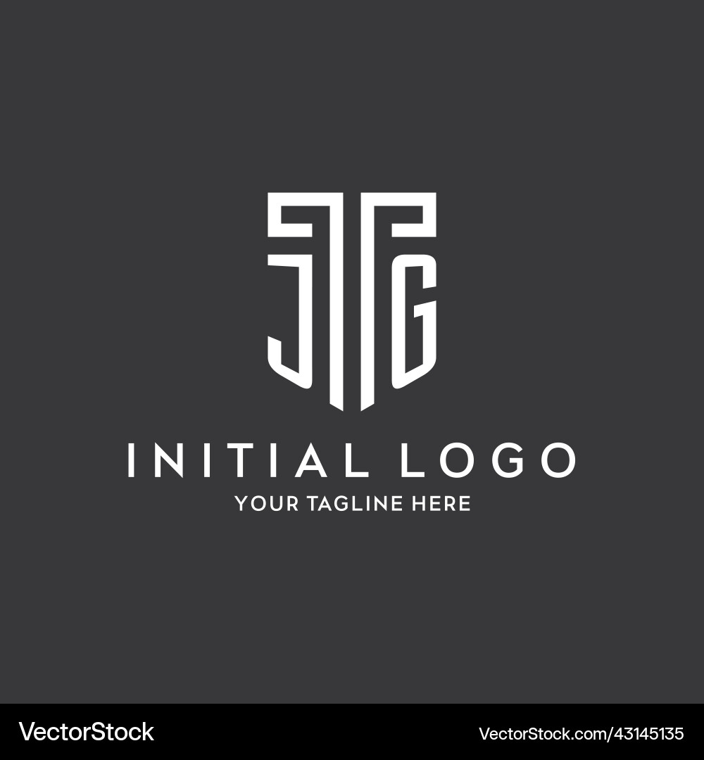 Jg monogram initial name with shield shape icon Vector Image