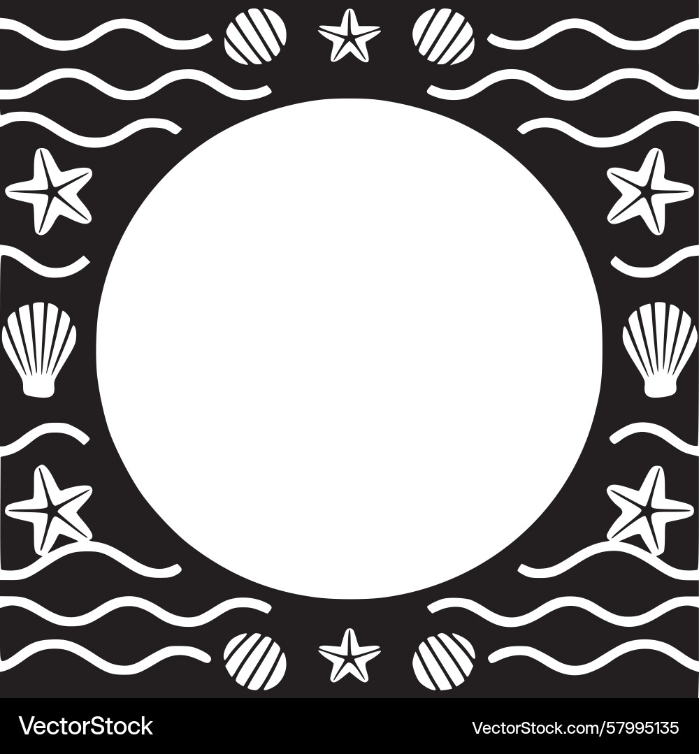 Nautical Frame with Wave Pattern vector image