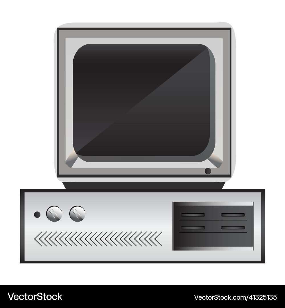 Old computer with crt screen Old computer with crt screen vector image