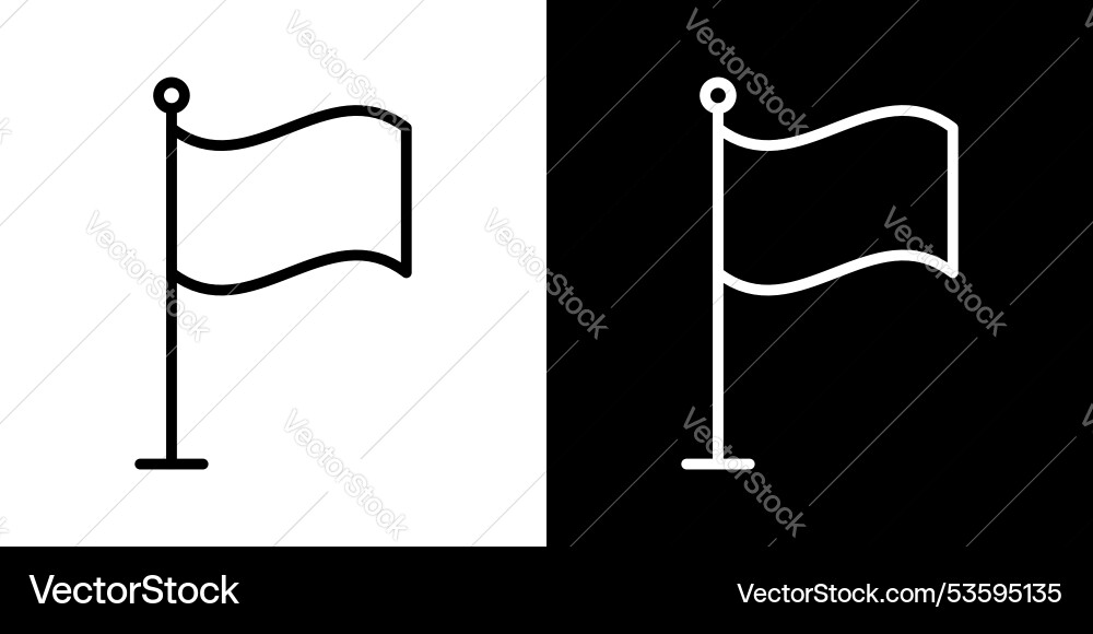 Plain flag thin line icon set Vector Image