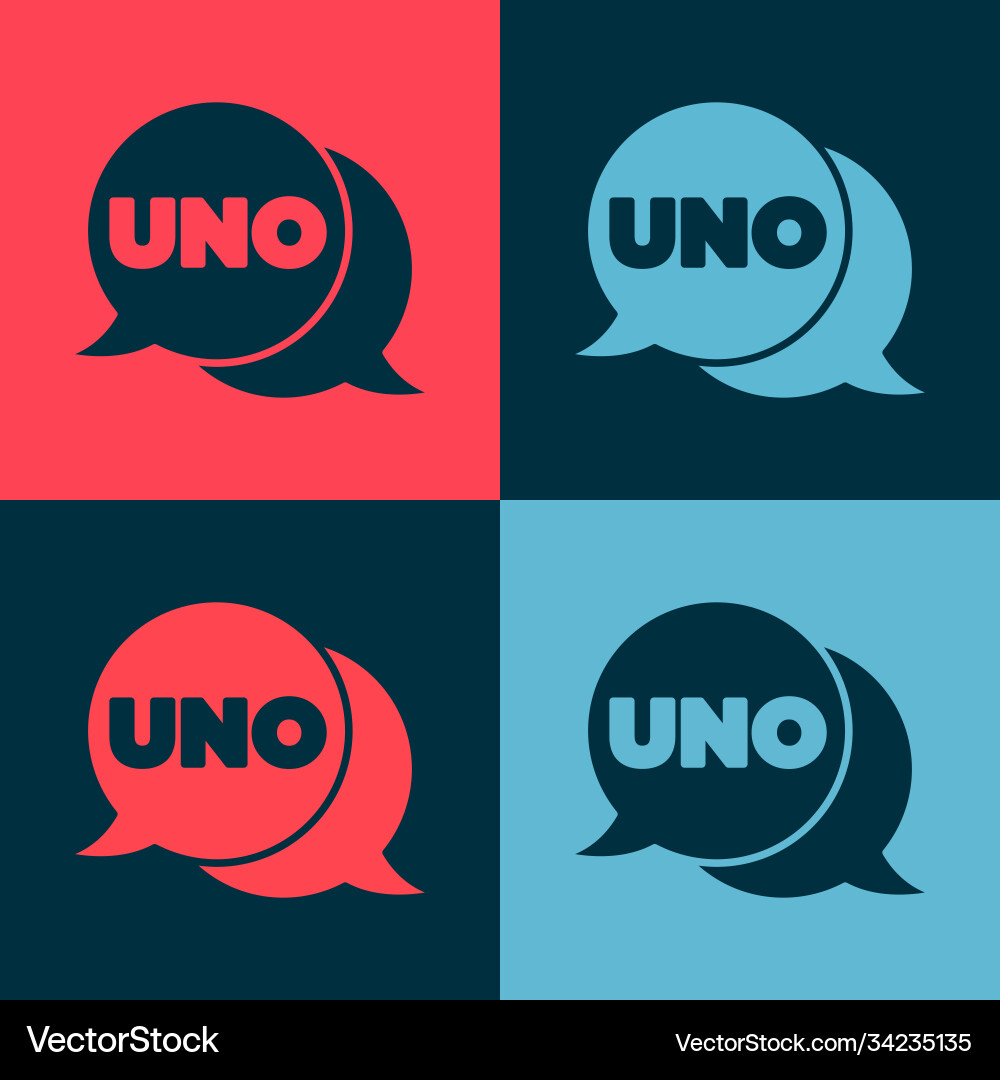 Pop art uno card game icon isolated on color Vector Image