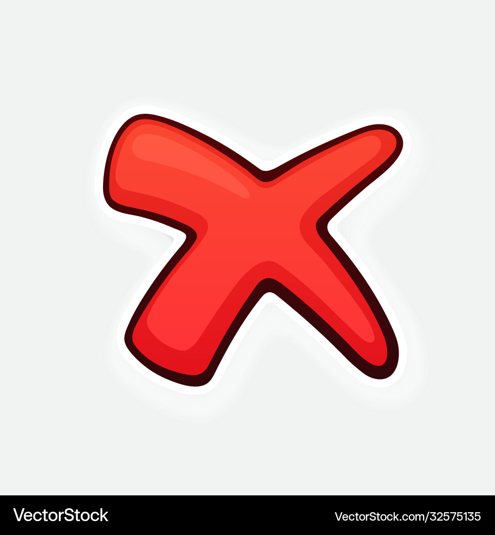 Red cross check mark for indicate wrong choice Red cross check mark for indicate wrong choice Vector Image