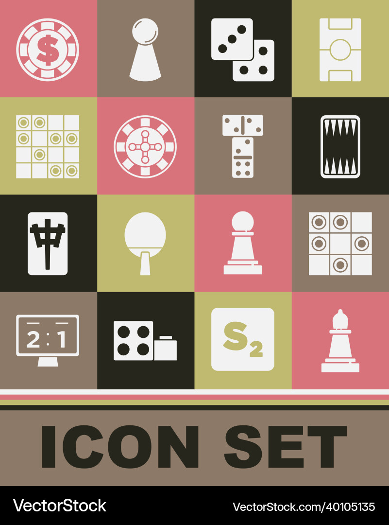 Set chess board game of checkers backgammon vector image