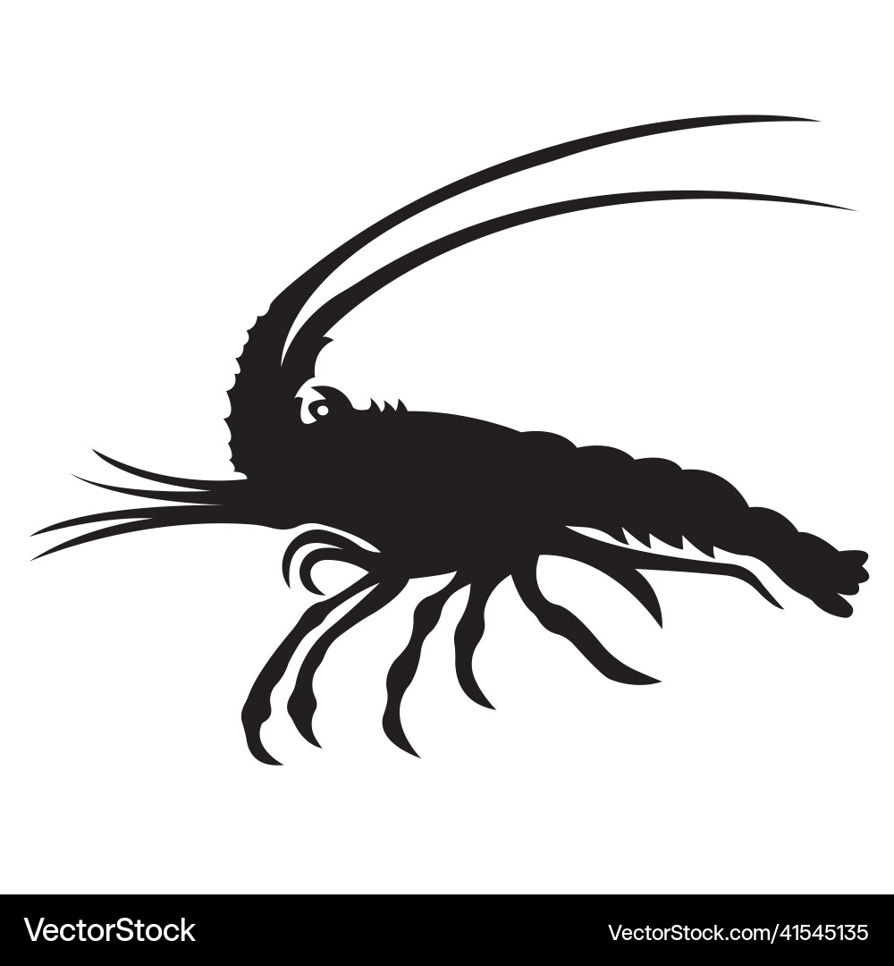 Silhouette of exotic fish shrimp lobster Silhouette of exotic fish shrimp lobster vector image