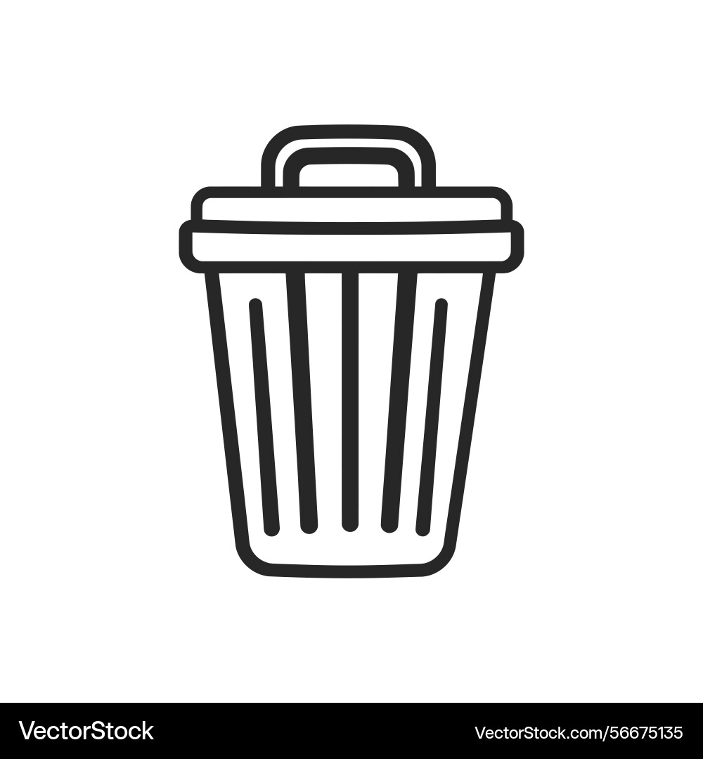 Simple trash can outline icon with handle vector image